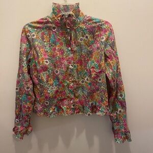 Gilber Gilmore Ruffled Button Down Floral Shirt